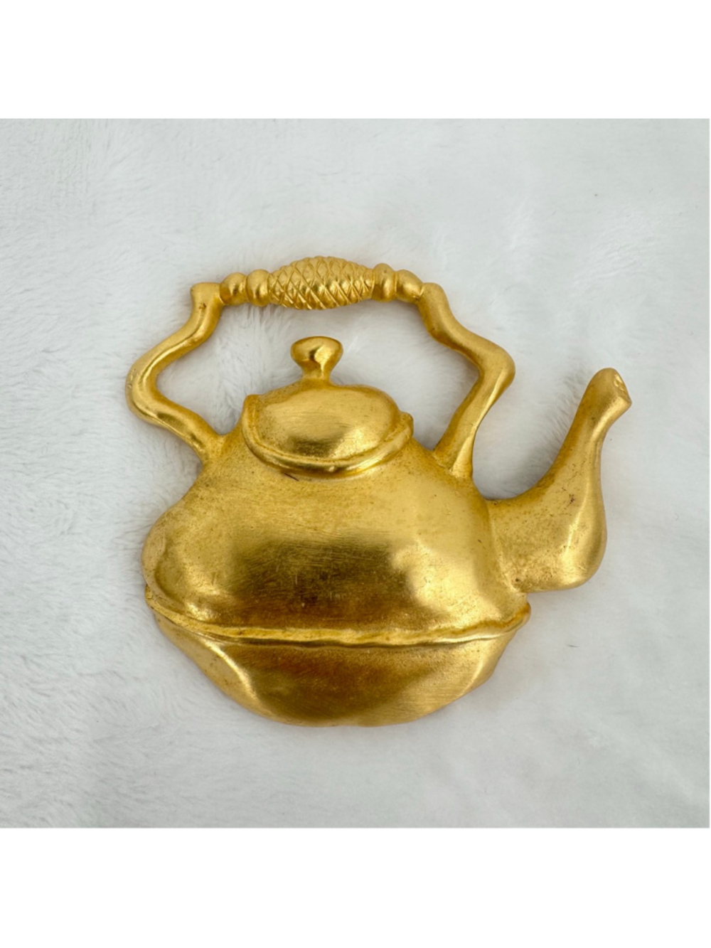 Vintage Teapot Pin Brooch Gold Tone Whimsical Novelty Statement Estate Piece